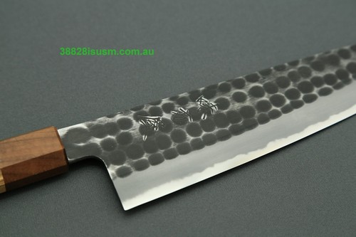 Mutsumi Hinoura White2 Kurouchi Hammered Gyuto 210mm with Saya MH-A - Picture 4 of 9