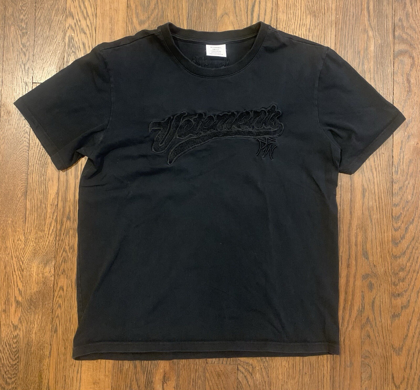 Vetements Hiver 2021 Baseball Logo Embroidered Cotton Tshirt Adult