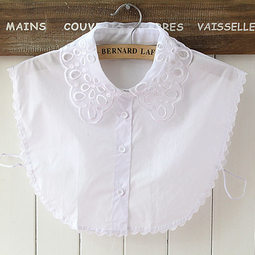 Womens Embroidery Fake Peter Pan Collar Detachable Half Shirt
