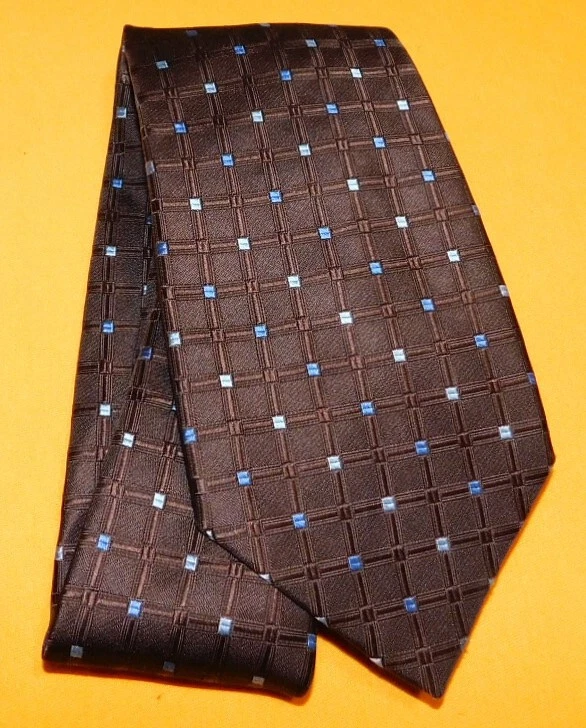 MEN'S BUGATTI BROWN/BLUE/LIGHT BLUE DOTS MOTIF TIE - TIES - DESIGNER TIES. - Image 2 of 3