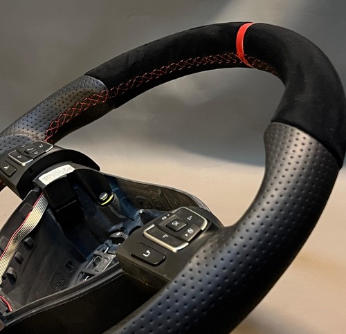 2010-2015 Volkswagen Flat Bottom Fresh Leather Stitched Custom Steering Wheel - Picture 8 of 11