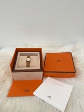 NIB Hermes Heure H Watch 21mm Mini Model Gold Epsom Hour Cape Cod Nantucket Cut