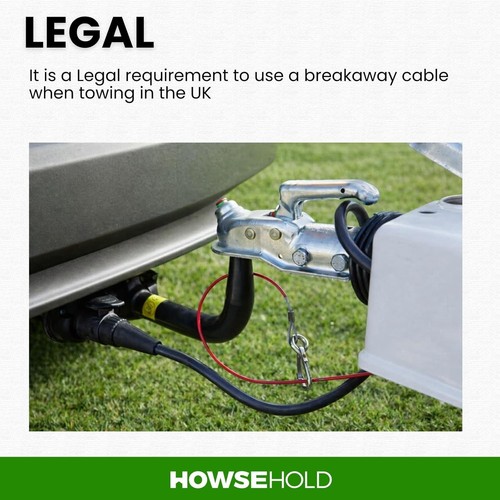 CABLE DE SEGURIDAD DE FRENO Breakaway remolque caravana resistente clip de liberación rápida  - Imagen 6 de 7