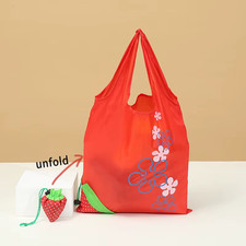 Foldable Shopping Bag Convenient Carry Bag Reusable Storage Pocket Bag Strawberr
