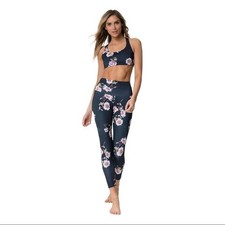 Onzie Floral Print Athletic Sports Bra and Highrise Leggings Set Activewear