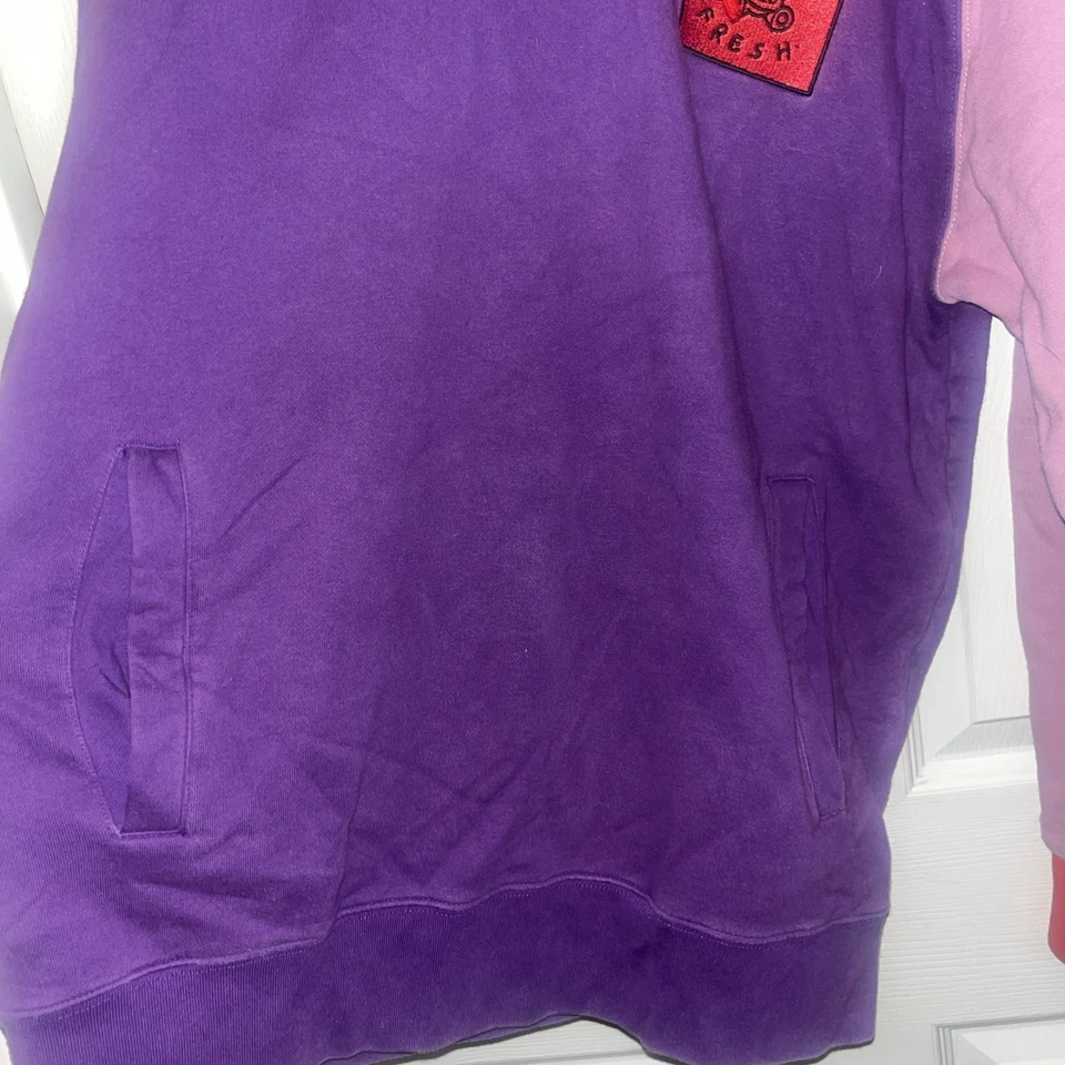Sudadera con Capucha Teddy Fresh Color Block Sudadera con Cordón Talla L Púrpura Rosa Foto 2 de 4