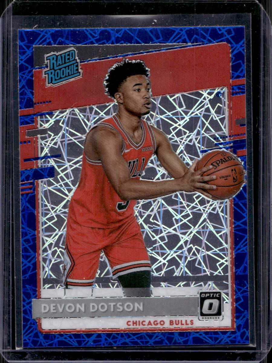 Devon Dotson 2020-21 Donruss Optic #173 Rated Rookie Blue Velocity Prizm