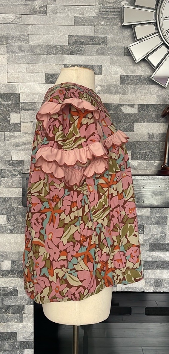 H Homebody Embroidered 100% Cotton Blouse Size M Boutique View 5