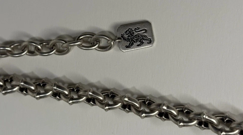 Heavy Sterling Silver Designer Cable Link Chain with Spikes & Extension - Image 2 of 4