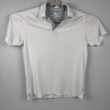 Tommy Bahama Polo Shirt Men's Medium White Solid Short Sleeve Active Golf Wear