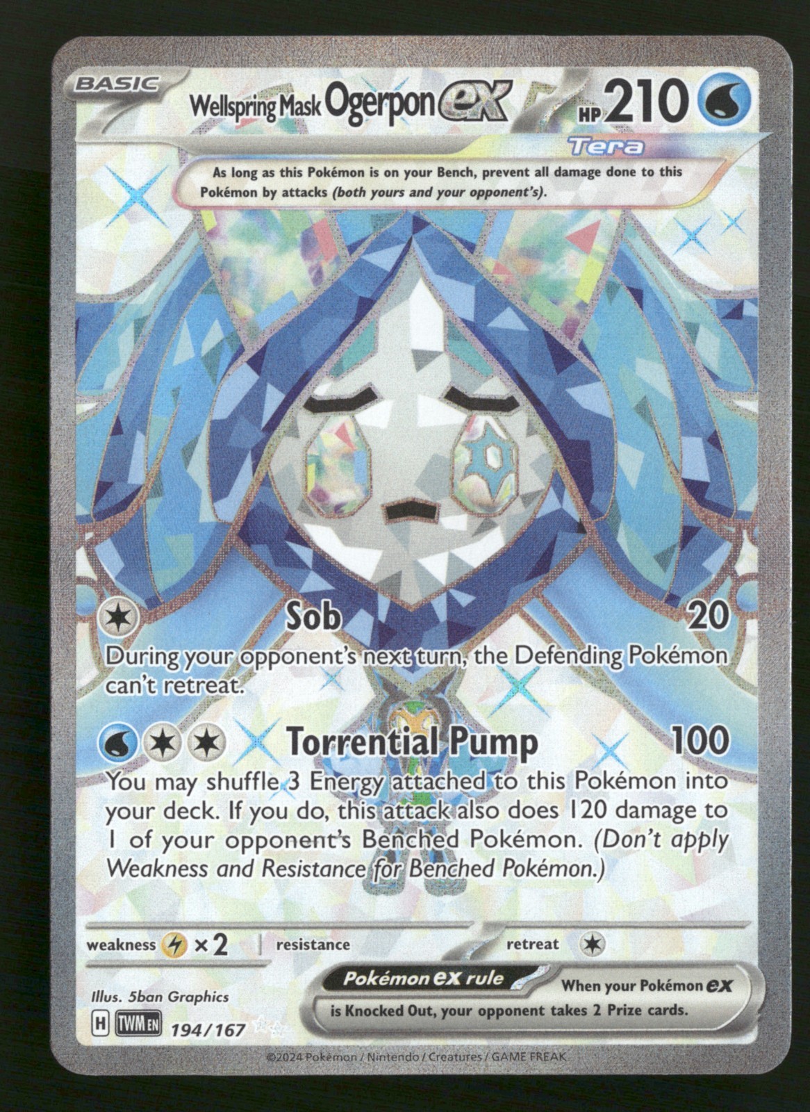 Wellspring Mask Ogerpon ex  - 194/167 - Ultra Rare - Twilight Masquerade - NM/M