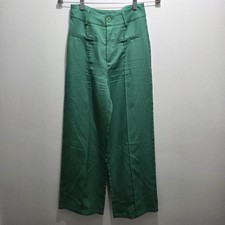  Cider Women’s Sz XS  Green High Waist Wide Leg Dress Pant Trouser