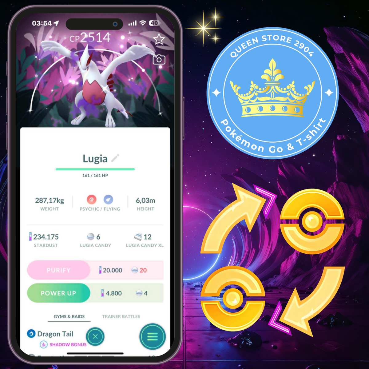 PTCentraI —TRADE GO— Shiny Lugia —Special Background—Go Wild Area