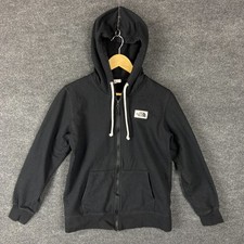 The North Face Womens Hoodie Size S Black Long Sleeve Full Zip Activewear Logo