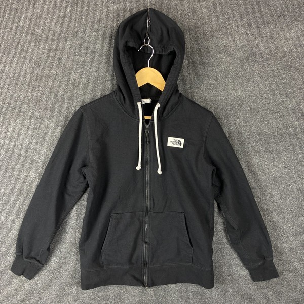 The North Face Womens Hoodie Size S Black Long Sleeve Full Zip Activewear Logo