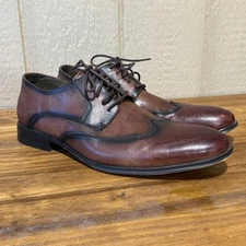 Asher Green Leather Wingtip Oxford Dress Shoes Formal Lace Up Brown Size 13