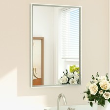 Brushed Nickel Mirror 20" x 30" Rectangle Beveled Frame Bathroom Vanity Mirro...