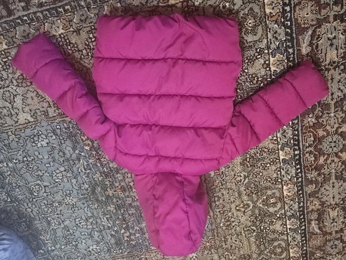 The Childrens Place Puffer Jacket Girls Size 4T Magenta Hooded - Picture 2 of 5