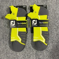 2 Pairs FootJoy Tech D.R.Y. Roll Tab Golf Socks Mens US 7-12 Green Compression