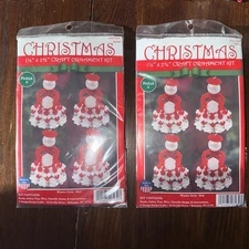 Unopened Set Of 2 Design Works Winter Girl-Red Craft Ornament Kit. USA Makes 8