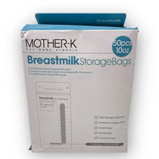 Mother-K Breast Milk Storage Bags 10 Oz 50 Pack Open Box New