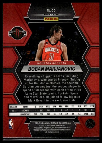 2022-23 Panini Mosaic Boban Marjanovic Green Houston Rockets #88 - Foto 2 di 2