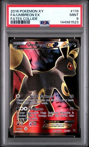 2016 POKEMON XY FATES COLLIDE #119 FULL ART/UMBREON EX PSA 9