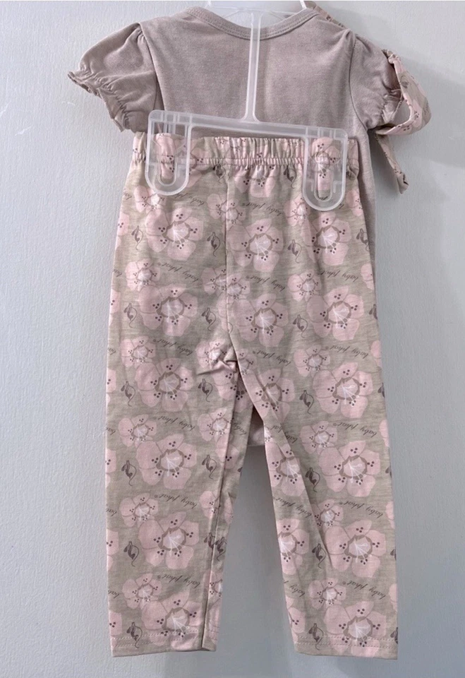 Conjunto de 3 piezas Baby Phat Infantil Niñas Talla 6-9 Meses Avena y Rosa Floral Foto 4 de 4