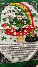 Vintage Geschirrtuch Lucky Irish Leprechaun 76 x 51 cm 100% Baumwolle Premier