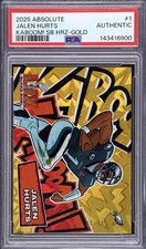 2025 Absolute Jalen Hurts Gold Kaboom Super Bowl Horizontal PSA Authentic 6/10