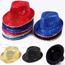 Unisex Hip Hop Jazz Hat Party Stage Dance Sequins Show Glitter Cowboy Caps