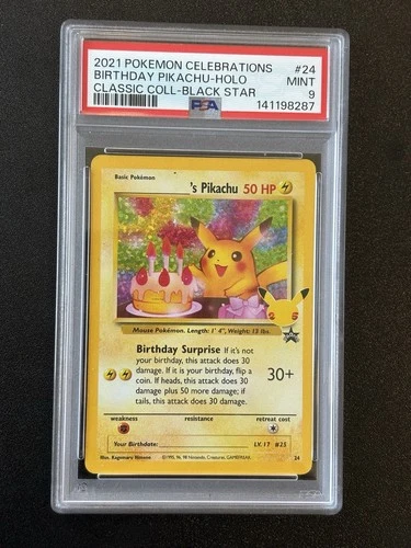 2021 Pokémon Celebrations Birthday Pikachu #24 Holo Classic Collection PSA 9
