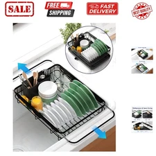 Dish Drying Rack for Kitchen Counter, Stainless Steel Sink Organization and S...