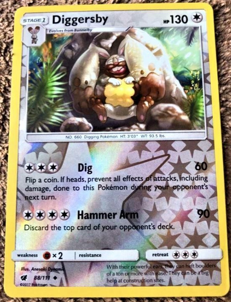 Pokemon Diggersby [SM - Crimson Invasion - 88/111] Reverse Holofoil