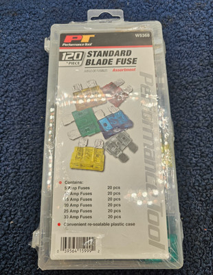 (120 PIECES) Performance Tool W5368: Standard Automobile Fuse Assortment