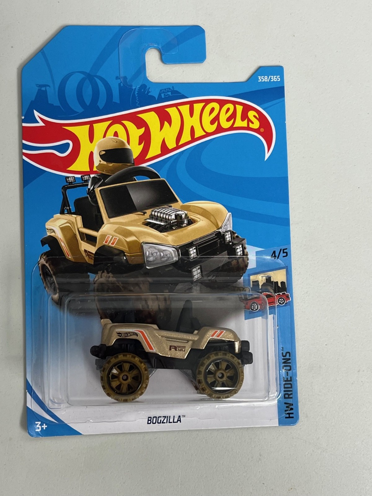 2018 Hot Wheels #358 Ride-Ons 4/5 BOGZILLA Gold w/Olive Wheels A116