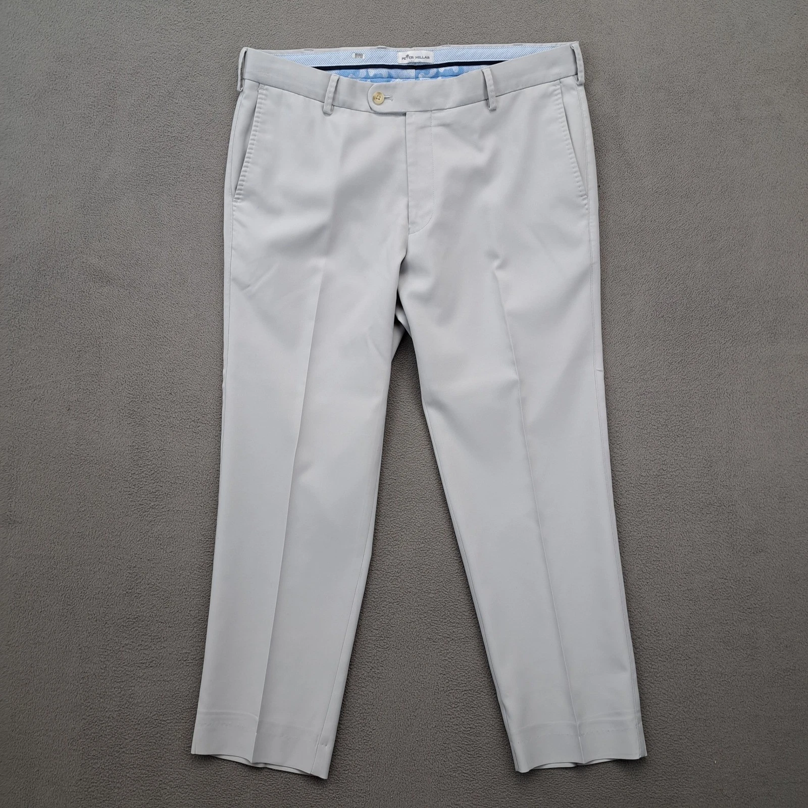 PETER MILLAR Mens Tan Flat Front Performance Polyester Dress Pants 35x38 Twill
