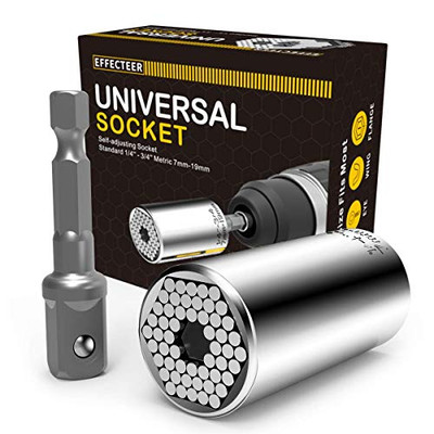 Universal Socket, Self-adjusting Socket Fits Standard 1/4'' - 3/4'' Metric 7mm 