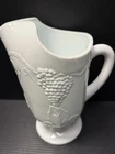 Vintage Indiana Colony Harvest Grape Milk Glass Footed Pitcher w/ Ice Lip 64 Oz
