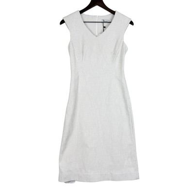 NWT MM Lafleur Size 4 Evelyn Dress Micro Jacquard Ivory Black Sheath $265