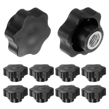 10pcs Star Knobs M12 Thread 48mm Head Non-Through Hole Clamping Handles Black