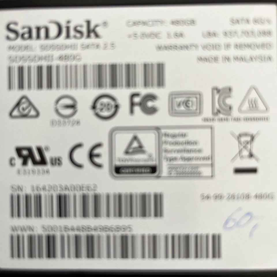 SanDisk 480 GB 2.5 Zoll SATA-III 6Gb/s SDSSDA-480G SSD #70106 - Bild 3 von 3