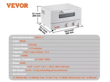 5-in-1 Convection Steam Oven with Grill and Pizza Pan, 12L White