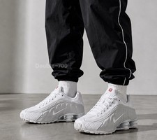 Nike Shox R4 White Metallic Silver HQ1988-101 Men's Size 10-13