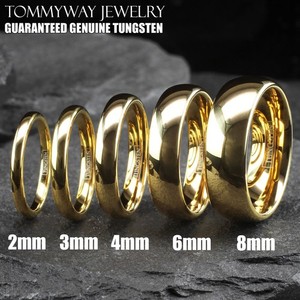 Authentic Tungsten Carbide 14K Gold Plated Polished Plain Wedding Band Ring Comfort Fit