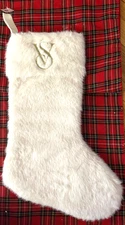 Exclusive NWT Victoria’s Secret Christmas Stocking White Faux Fur Gold Lettering