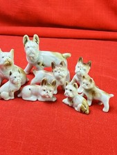 French Bulldog Figurine Set Of 8 Mini Japanese Porcelain Figure Miniature Dog