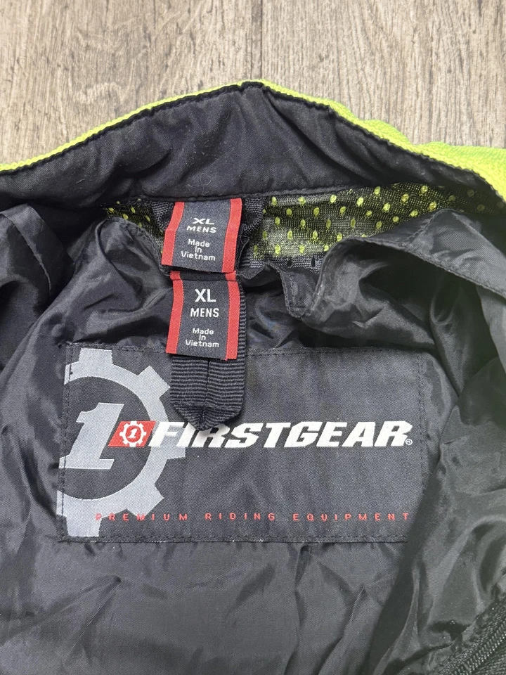 FirstGear Jacket Mens XL Yellow Mesh Motorcycle Riding Hi-Vis Removable Liner - Image 4 of 4