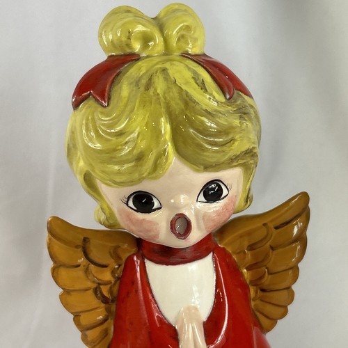 De colección Girl Choir Angels 8"" Pintado a Mano Cerámica Rojo Blanco Navidad - Imagen 2 de 8