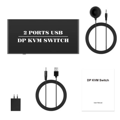 2X1 DP USB KVM Switcher KVM Dual-Port Displayport KVM Switch 2 Port 8K 30Hz 4K60